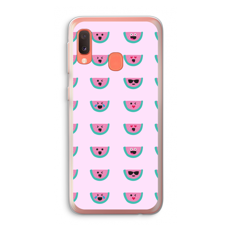 Smiley watermeloenprint: Samsung Galaxy A20e Transparant Hoesje