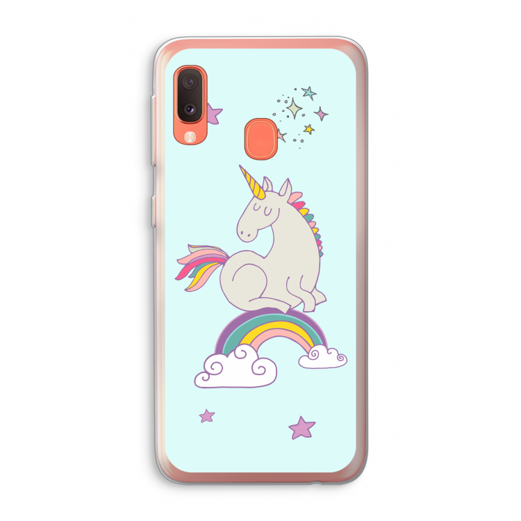 Regenboog eenhoorn: Samsung Galaxy A20e Transparant Hoesje