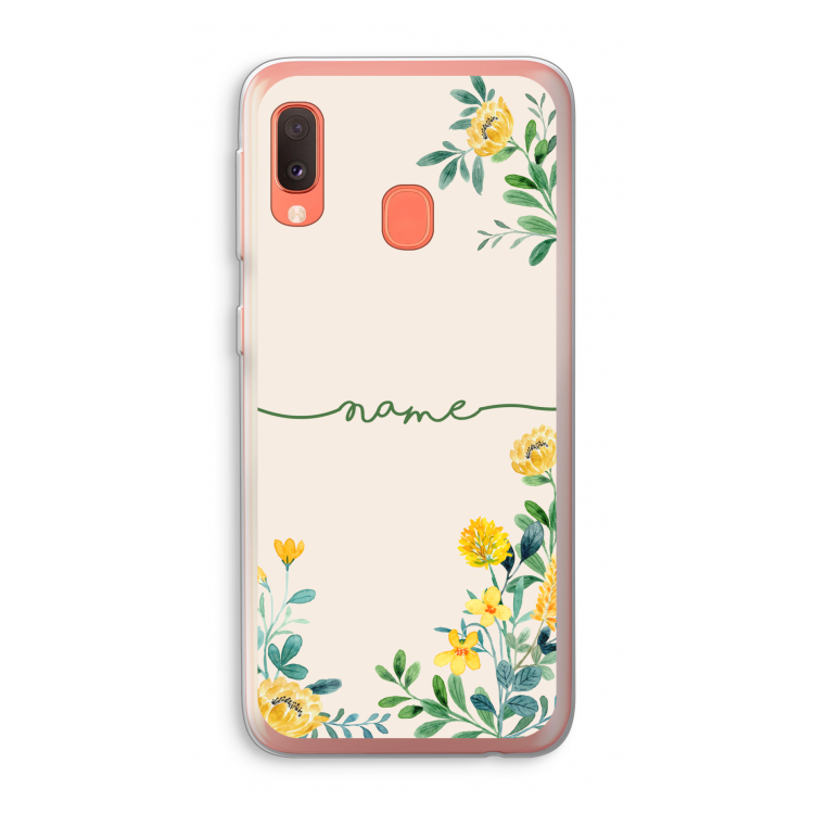 Gele bloemen: Samsung Galaxy A20e Transparant Hoesje