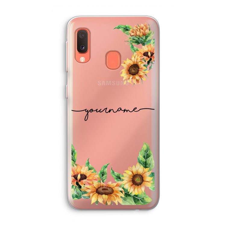 Zonnebloemen: Samsung Galaxy A20e Transparant Hoesje