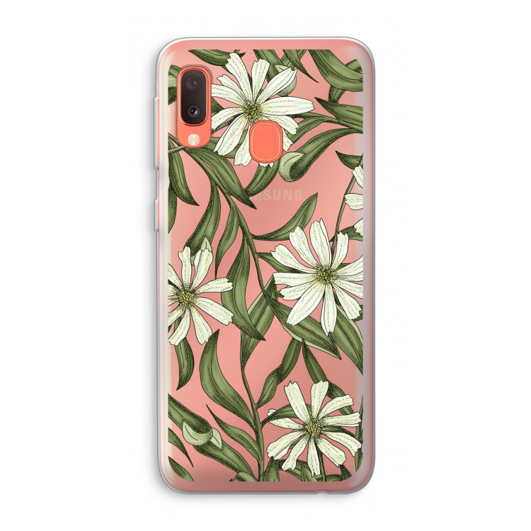 Wit bloemenpatroon: Samsung Galaxy A20e Transparant Hoesje