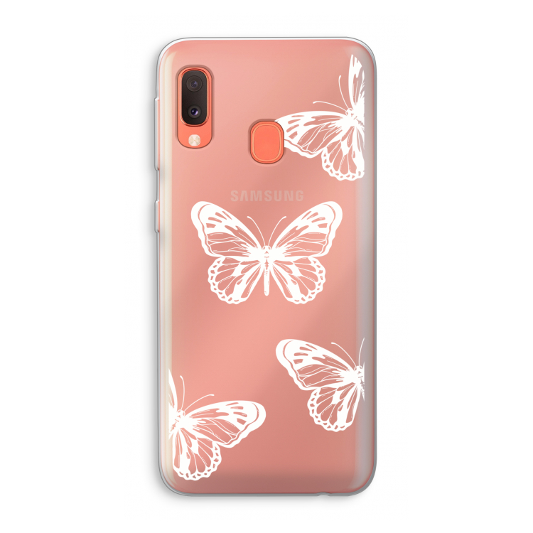 White butterfly: Samsung Galaxy A20e Transparant Hoesje