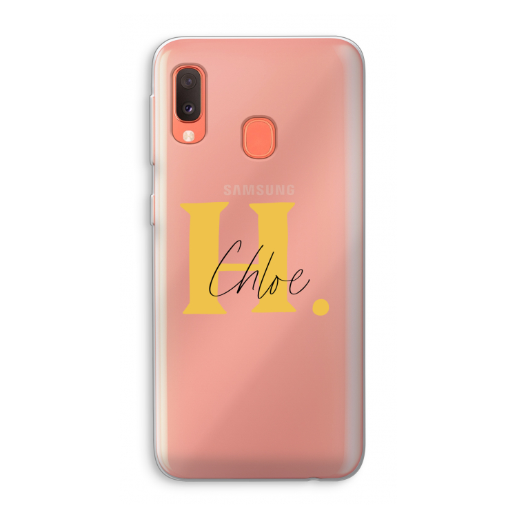Amber Script: Samsung Galaxy A20e Transparant Hoesje