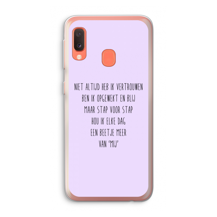 Zelfvertrouwen: Samsung Galaxy A20e Transparant Hoesje