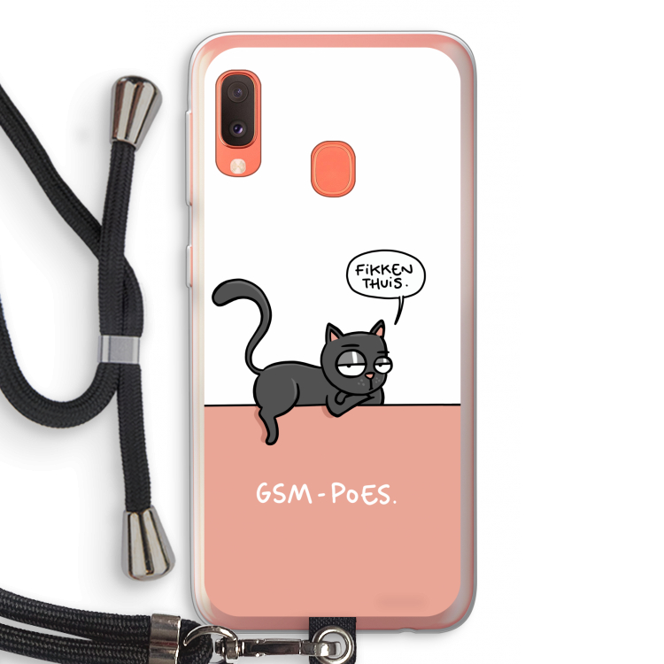 GSM poes: Samsung Galaxy A20e Transparant Hoesje met koord