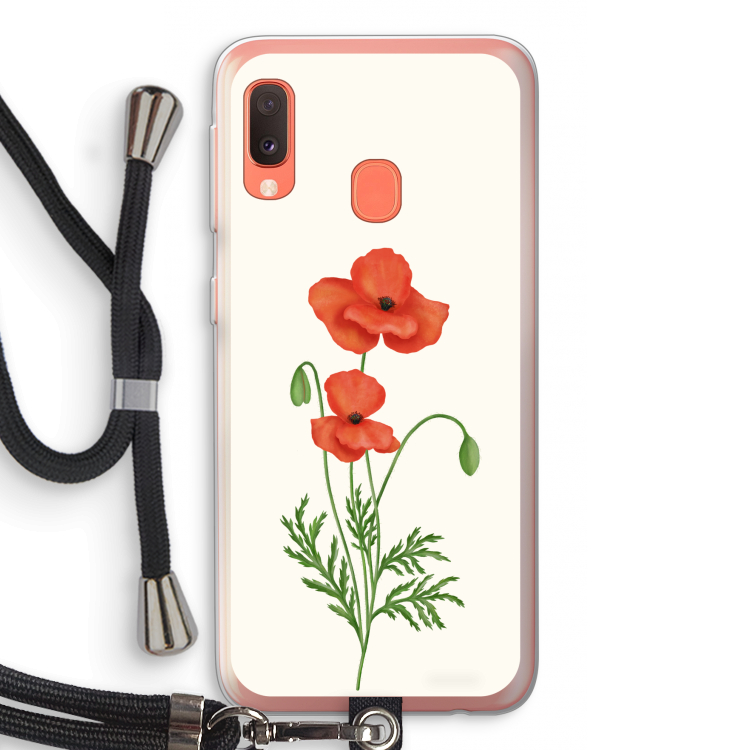 Red poppy: Samsung Galaxy A20e Transparant Hoesje met koord