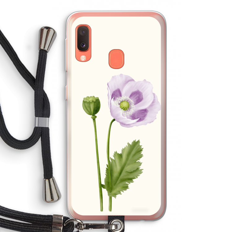 Purple poppy: Samsung Galaxy A20e Transparant Hoesje met koord