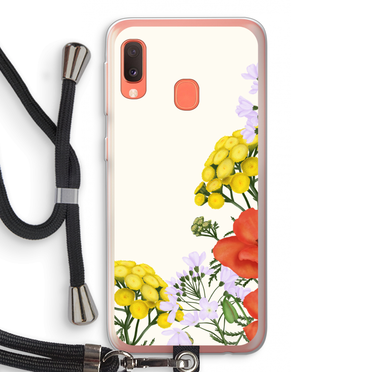 Wilde bloemen: Samsung Galaxy A20e Transparant Hoesje met koord