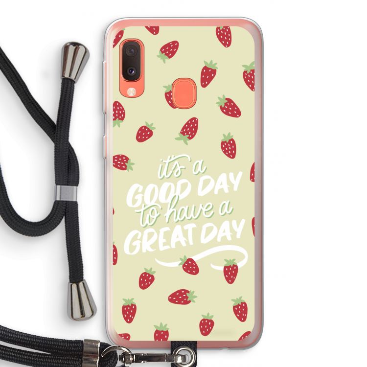 Don't forget to have a great day: Samsung Galaxy A20e Transparant Hoesje met koord