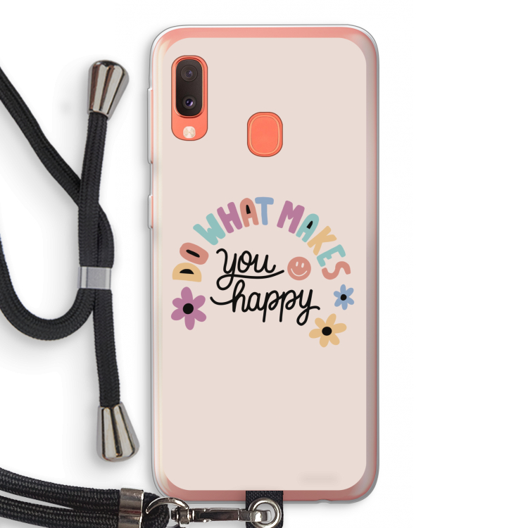 Happy days: Samsung Galaxy A20e Transparant Hoesje met koord