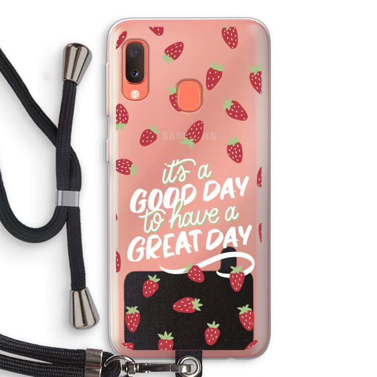 Don't forget to have a great day: Samsung Galaxy A20e Transparant Hoesje met koord