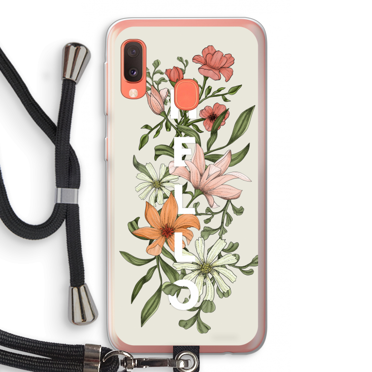 Hello bloemen: Samsung Galaxy A20e Transparant Hoesje met koord
