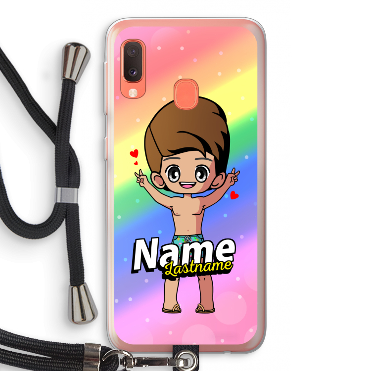 Chibi Maker man: Samsung Galaxy A20e Transparant Hoesje met koord