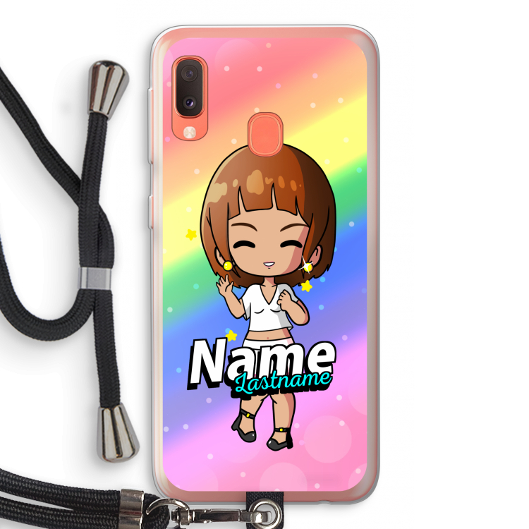 Chibi Maker vrouw: Samsung Galaxy A20e Transparant Hoesje met koord