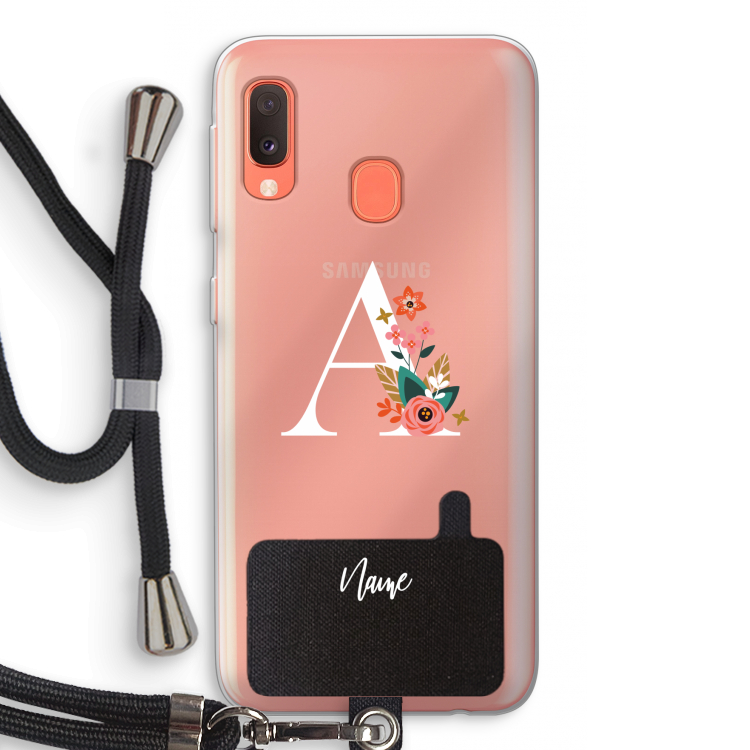 Pink Bouquet: Samsung Galaxy A20e Transparant Hoesje met koord