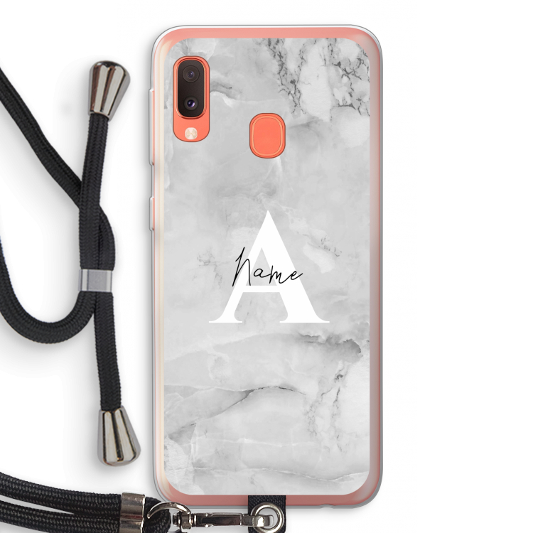 Ivory Marble: Samsung Galaxy A20e Transparant Hoesje met koord