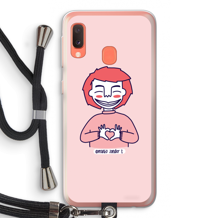 Hartje: Samsung Galaxy A20e Transparant Hoesje met koord
