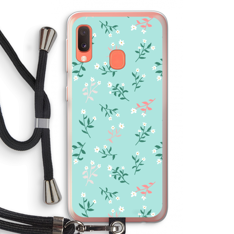 Small white flowers: Samsung Galaxy A20e Transparant Hoesje met koord