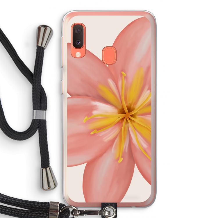 Pink Ellila Flower: Samsung Galaxy A20e Transparant Hoesje met koord