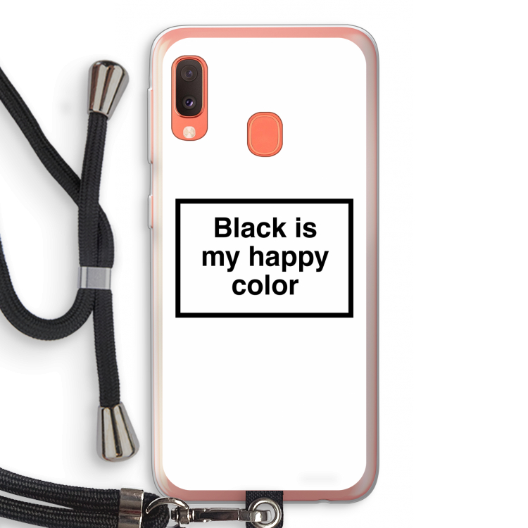 Black is my happy color: Samsung Galaxy A20e Transparant Hoesje met koord
