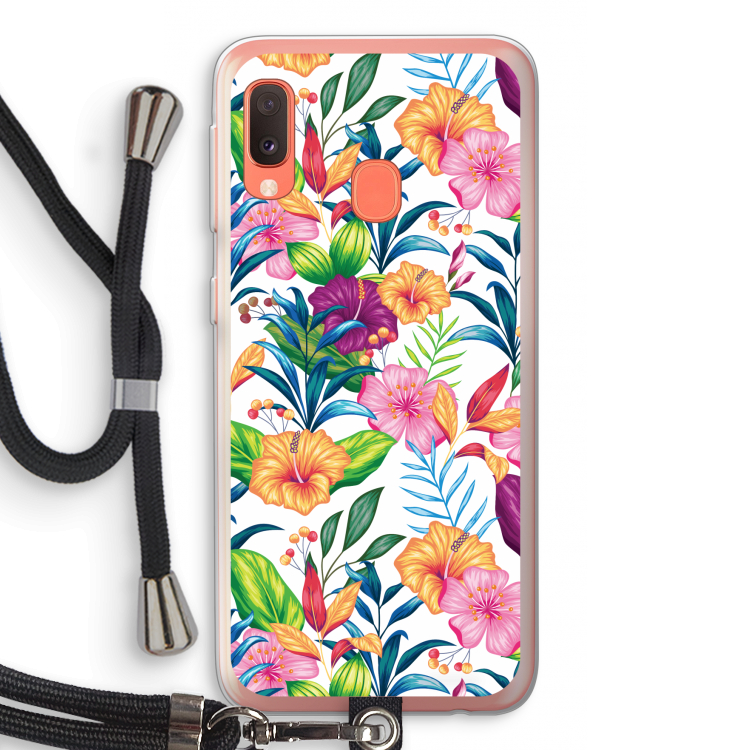 Tropisch 2: Samsung Galaxy A20e Transparant Hoesje met koord