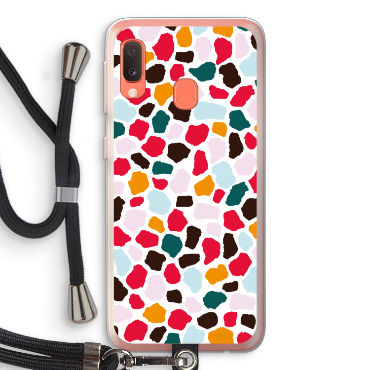 Colored Giraffe: Samsung Galaxy A20e Transparant Hoesje met koord
