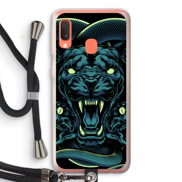 Cougar and Vipers: Samsung Galaxy A20e Transparant Hoesje met koord