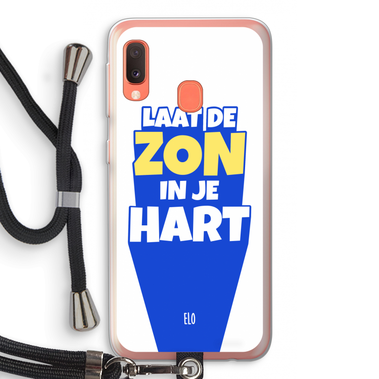 Laat de zon in je hart: Samsung Galaxy A20e Transparant Hoesje met koord