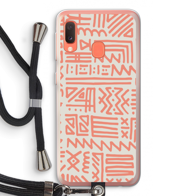 Marrakech Pink: Samsung Galaxy A20e Transparant Hoesje met koord