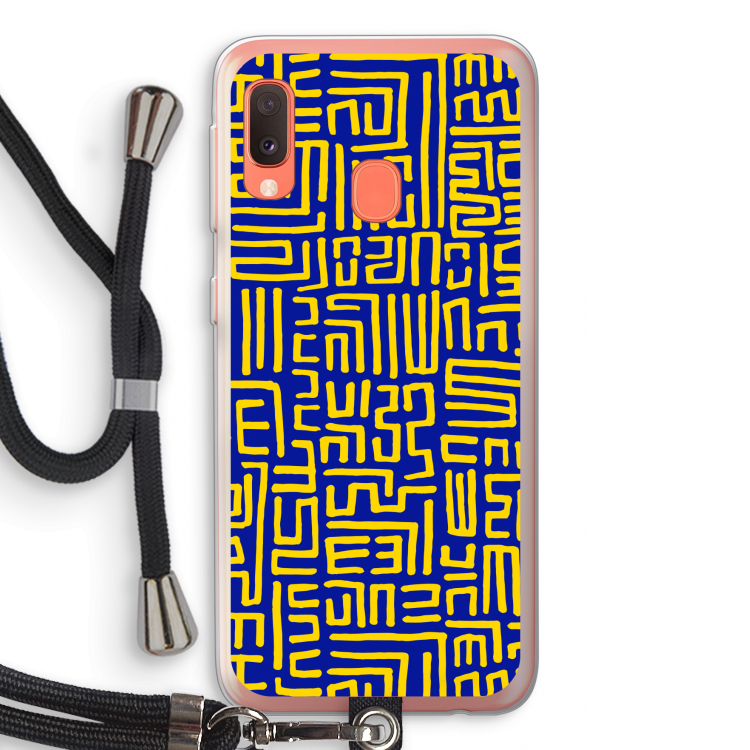 Majorelle Blue Print: Samsung Galaxy A20e Transparant Hoesje met koord