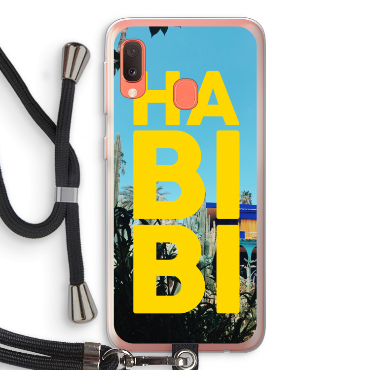 Habibi Majorelle : Samsung Galaxy A20e Transparant Hoesje met koord