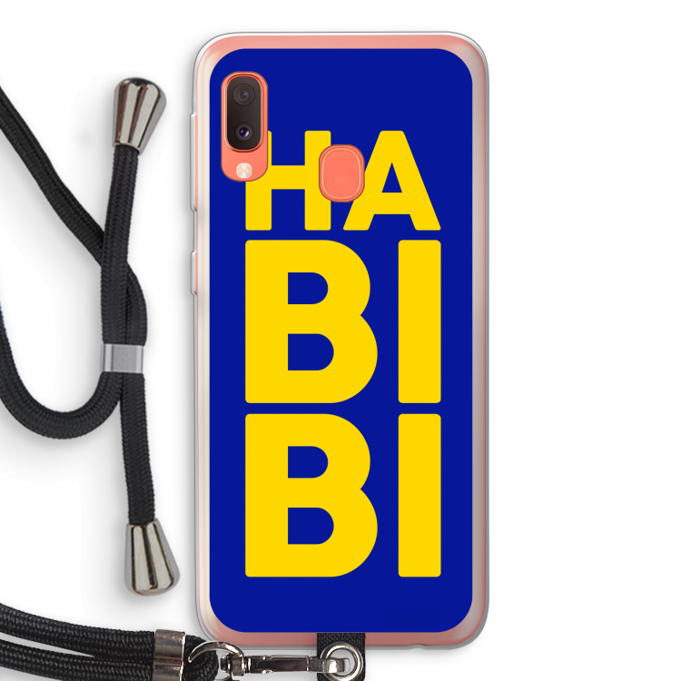 Habibi Blue: Samsung Galaxy A20e Transparant Hoesje met koord