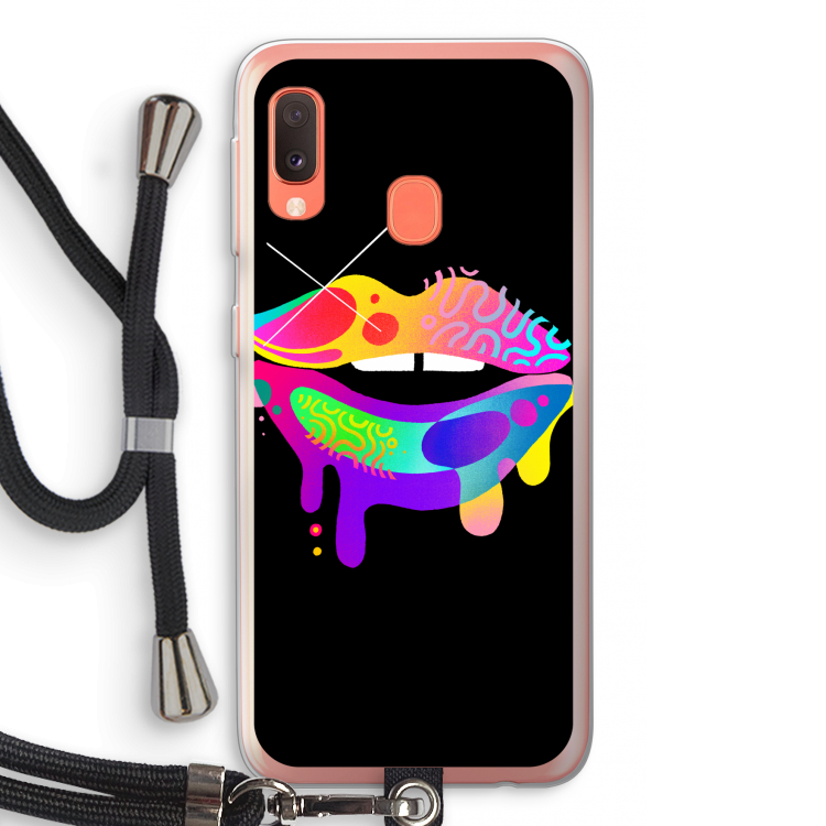 Lip Palette: Samsung Galaxy A20e Transparant Hoesje met koord