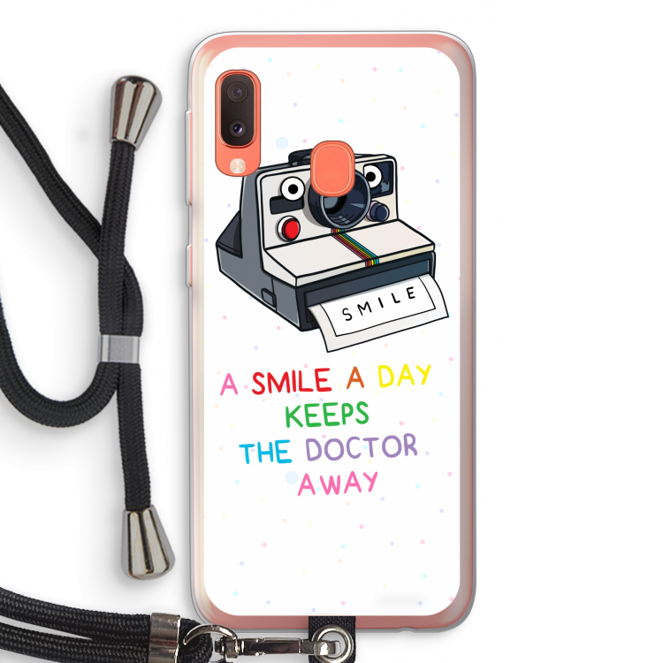 Smile: Samsung Galaxy A20e Transparant Hoesje met koord