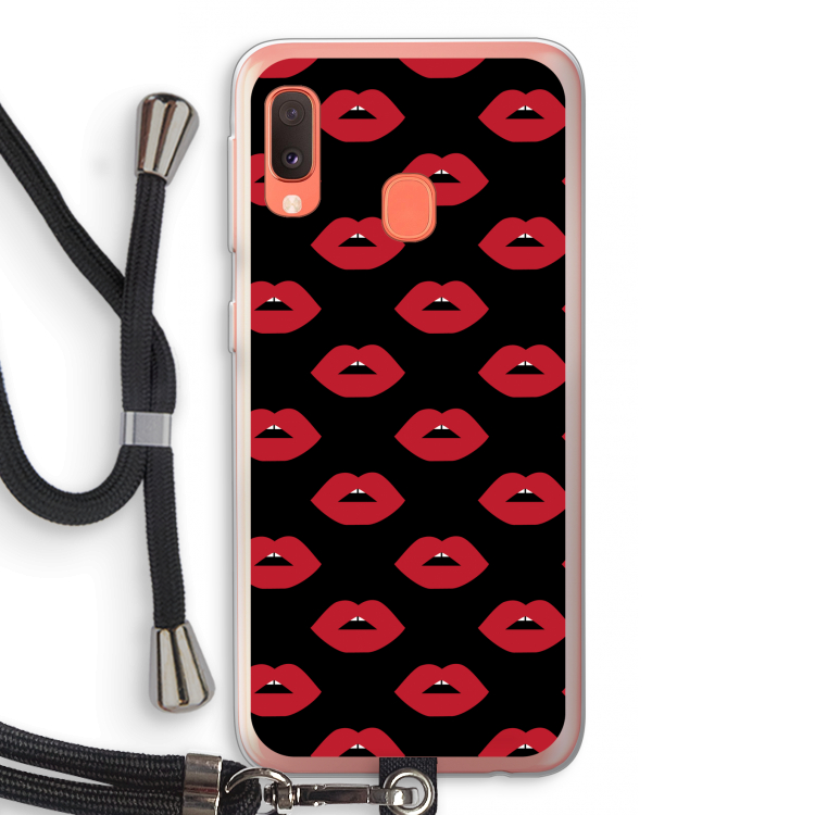 Lips: Samsung Galaxy A20e Transparant Hoesje met koord