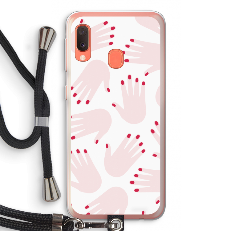 Hands pink: Samsung Galaxy A20e Transparant Hoesje met koord