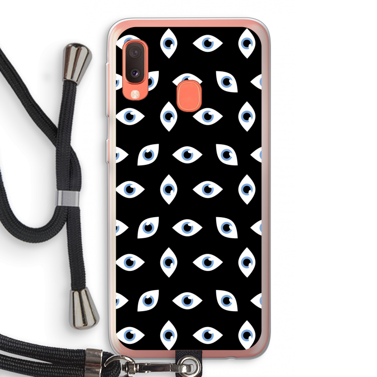 Eyes pattern: Samsung Galaxy A20e Transparant Hoesje met koord