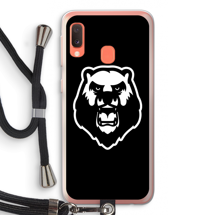 Angry Bear (black): Samsung Galaxy A20e Transparant Hoesje met koord