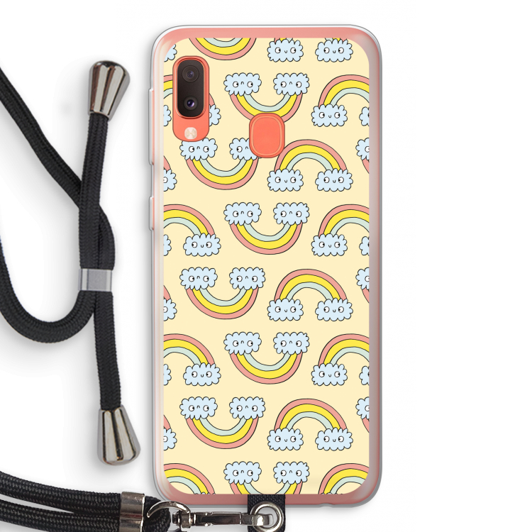 Regenboog: Samsung Galaxy A20e Transparant Hoesje met koord