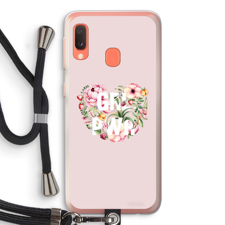 GRL PWR Flower: Samsung Galaxy A20e Transparant Hoesje met koord