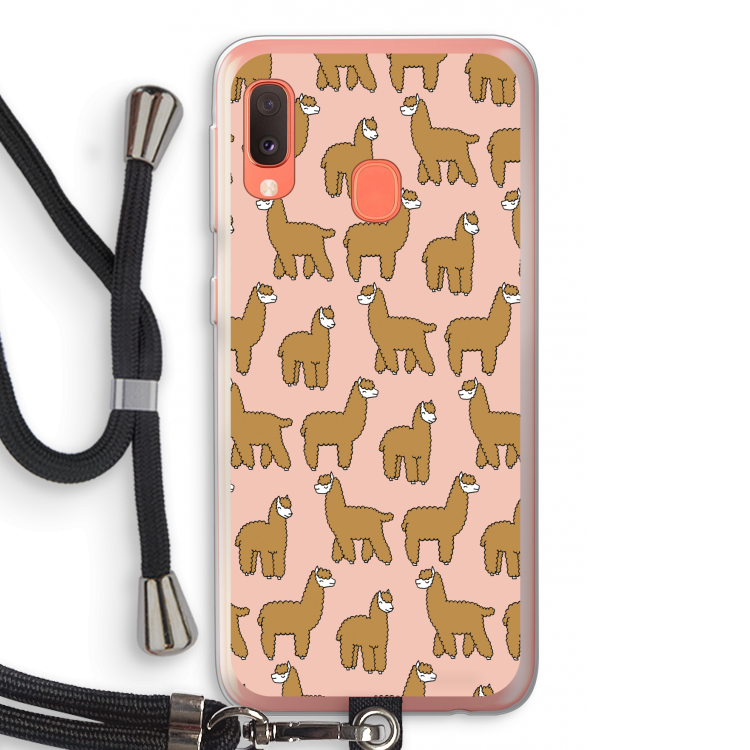 Alpacas: Samsung Galaxy A20e Transparant Hoesje met koord