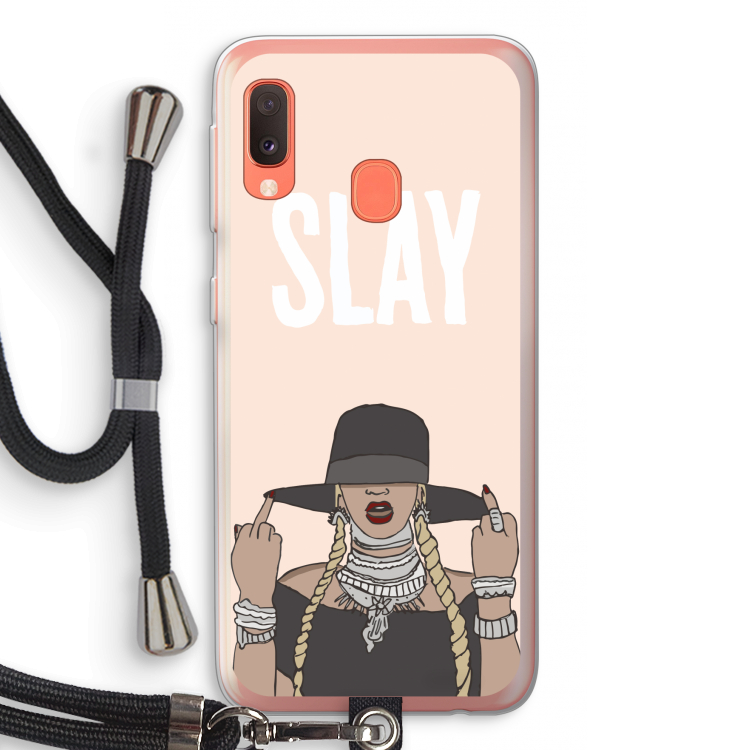 Slay All Day: Samsung Galaxy A20e Transparant Hoesje met koord