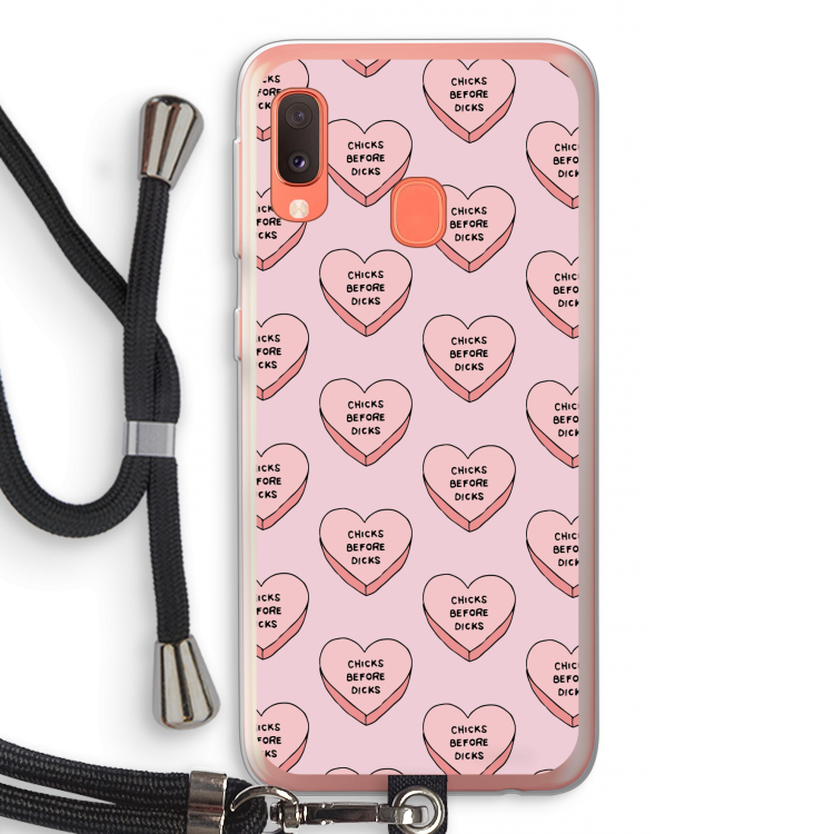 Chicks before dicks: Samsung Galaxy A20e Transparant Hoesje met koord