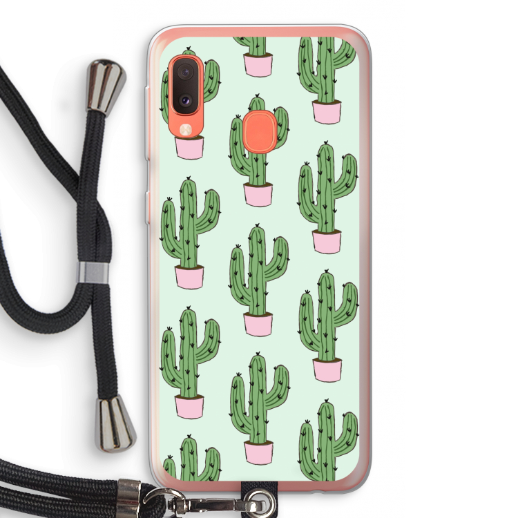 Cactus Lover: Samsung Galaxy A20e Transparant Hoesje met koord