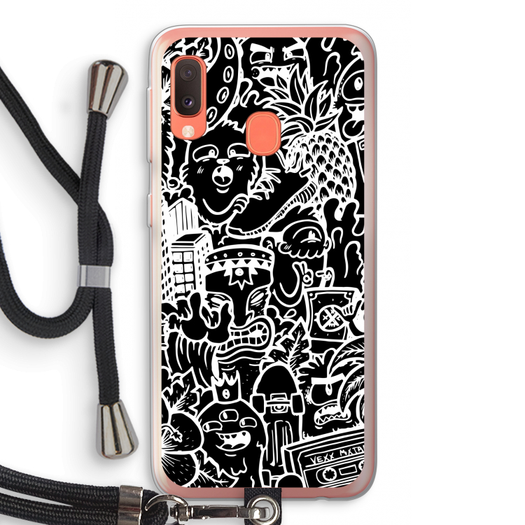 Vexx Black Mixtape: Samsung Galaxy A20e Transparant Hoesje met koord
