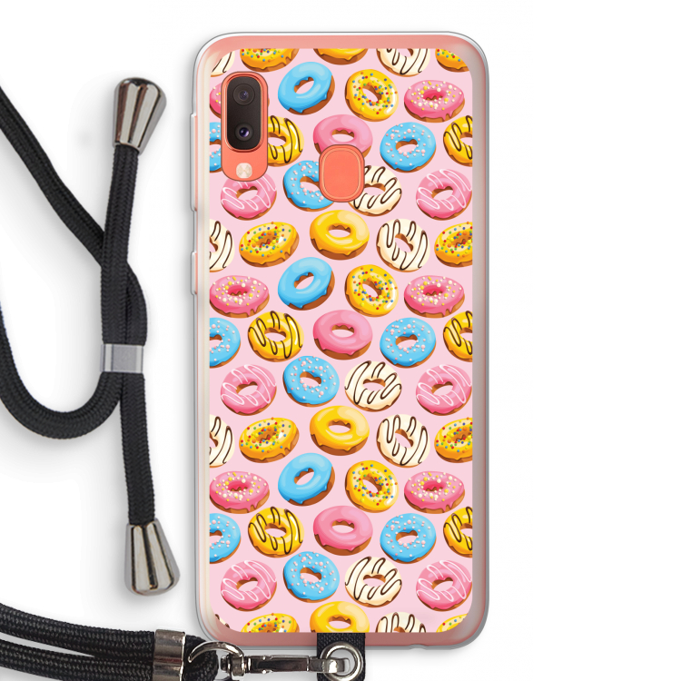 Pink donuts: Samsung Galaxy A20e Transparant Hoesje met koord