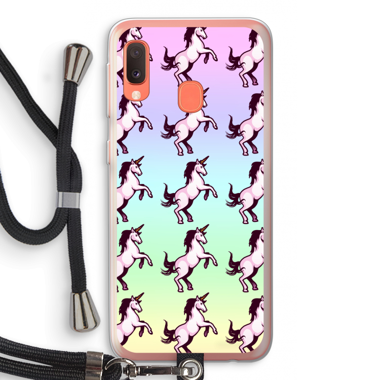 Musketon Unicorn: Samsung Galaxy A20e Transparant Hoesje met koord