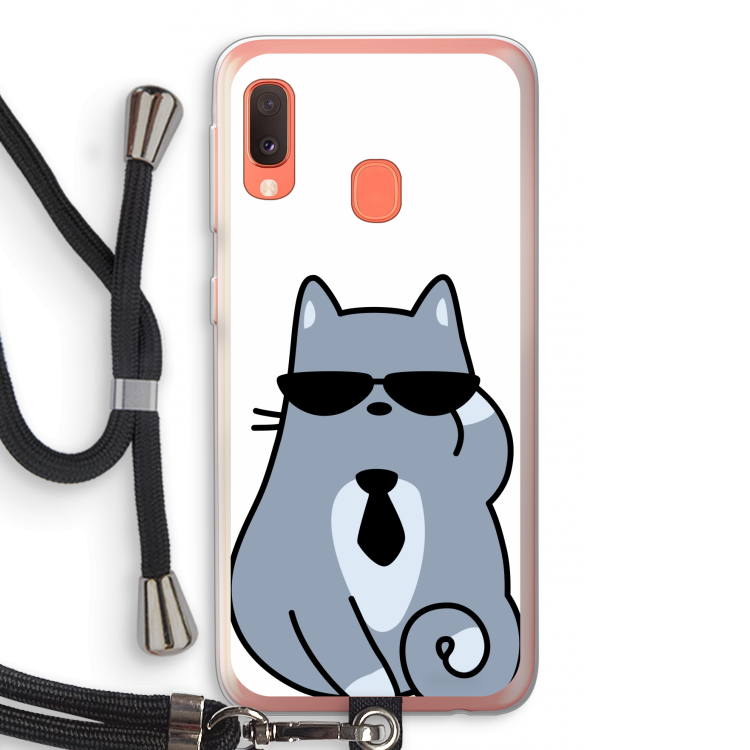 Cool cat: Samsung Galaxy A20e Transparant Hoesje met koord