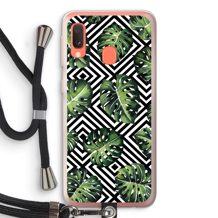 Geometrische jungle: Samsung Galaxy A20e Transparant Hoesje met koord