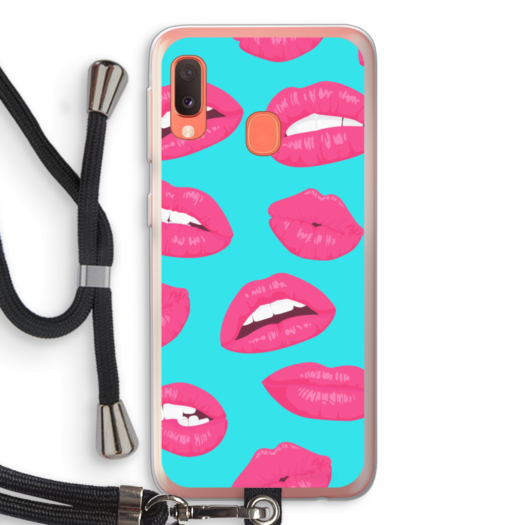 Bite my lip: Samsung Galaxy A20e Transparant Hoesje met koord